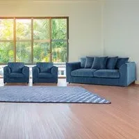 5-Seater Scatter Back Sofa Suite - Marine Blue, Jumbo Cord