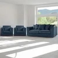 5-Seater Scatter Back Sofa Suite - Navy Blue, Jumbo Cord