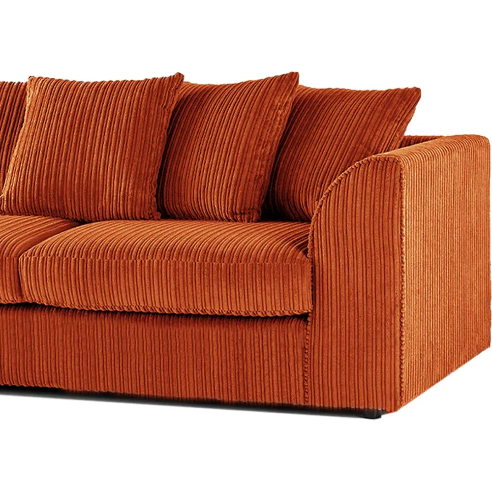 5-Seater Scatter Back Sofa Suite - Orange, Jumbo Cord