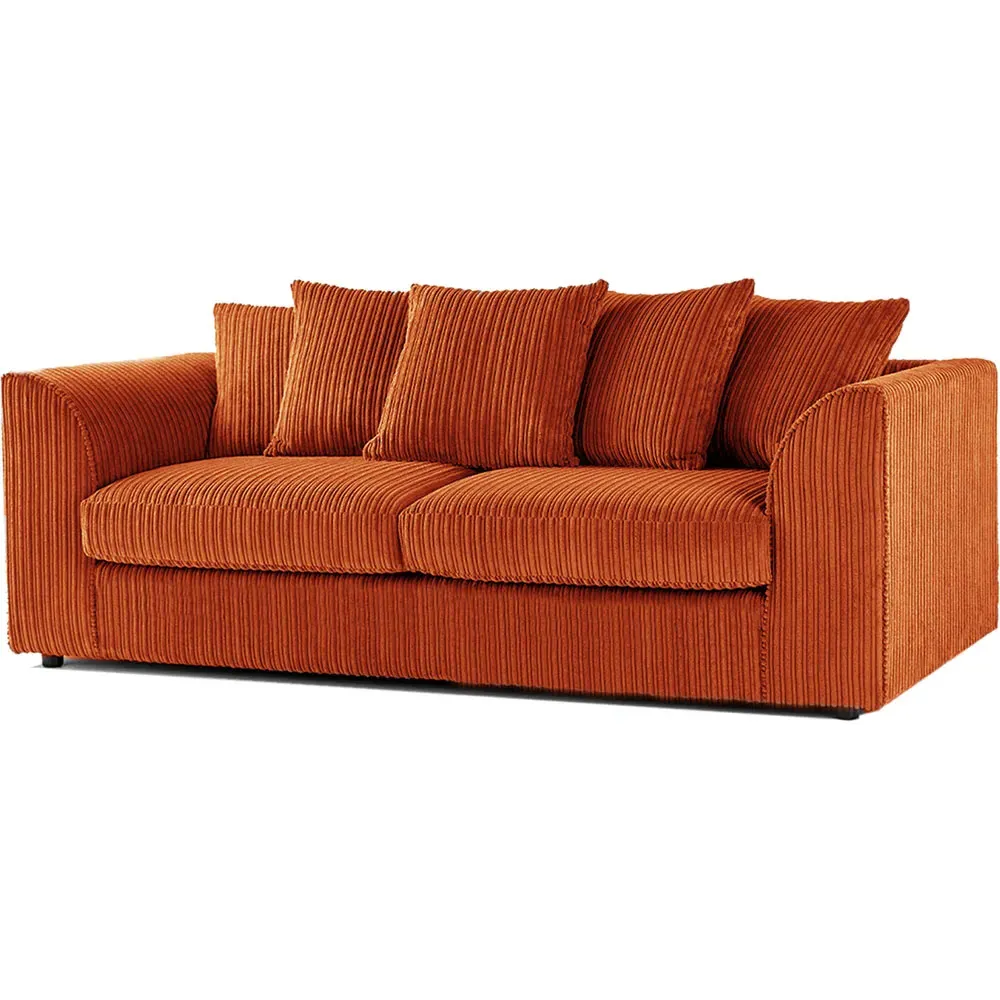 5-Seater Scatter Back Sofa Suite - Orange, Jumbo Cord