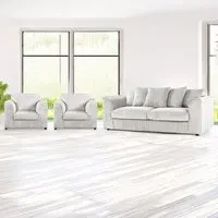 5-Seater Scatter Back Sofa Suite - Silver, Jumbo Cord