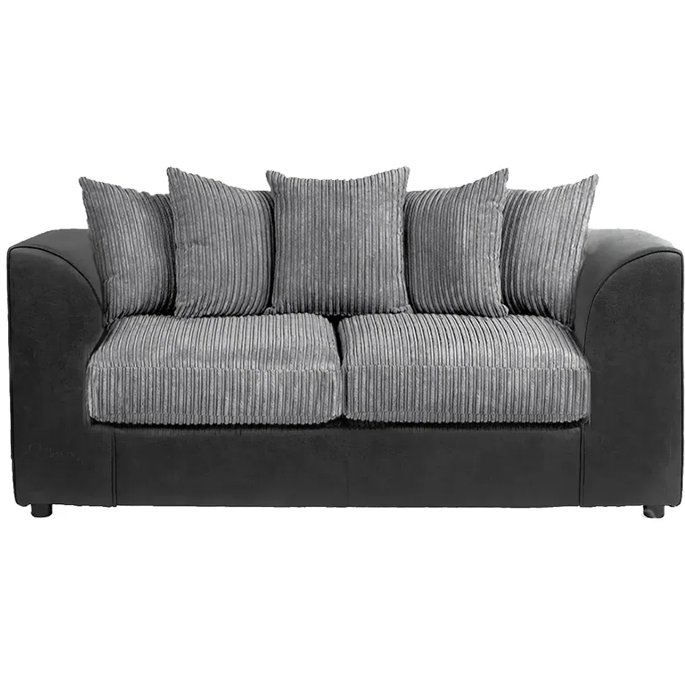 5-Seater Sofa Set with Scatter Back - Black, Jumbo Cord