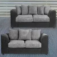 5-Seater Sofa Set with Scatter Back - Black, Jumbo Cord
