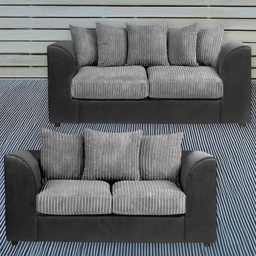5-Seater Sofa Set with Scatter Back - Black, Jumbo Cord image