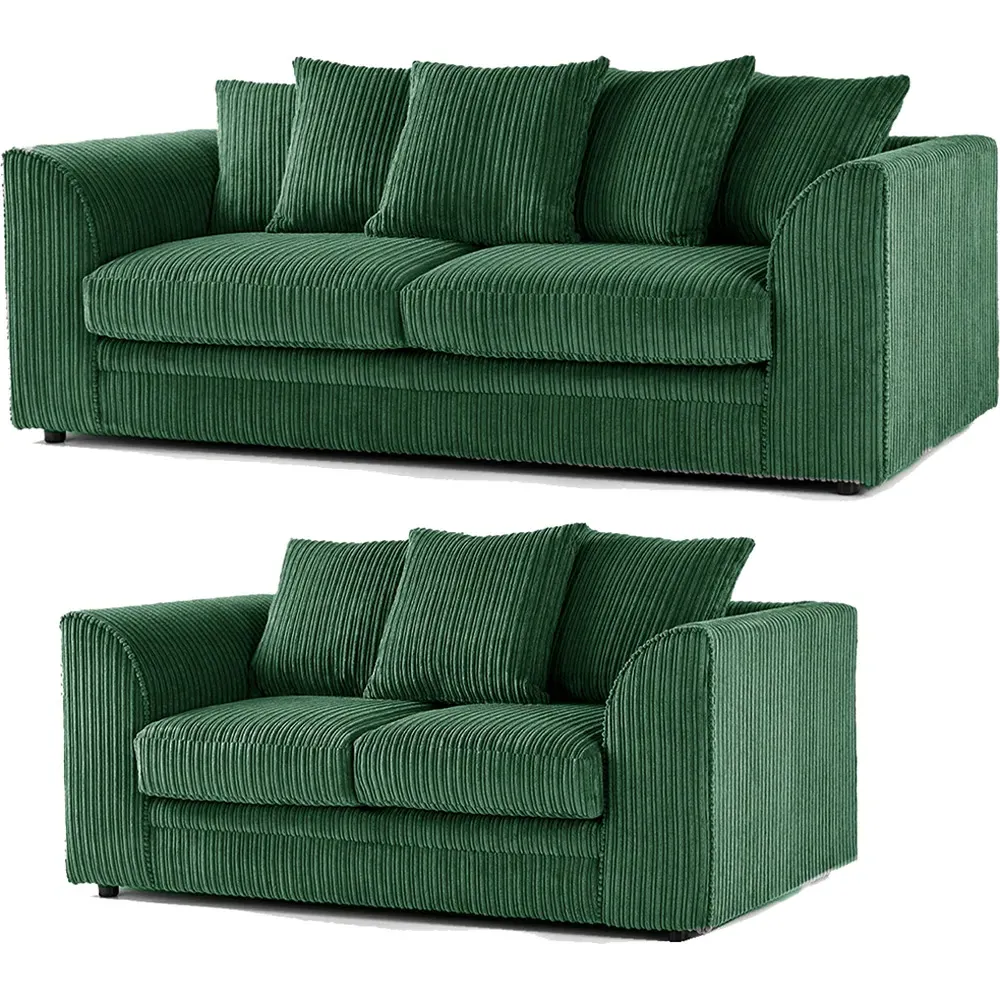 5-Seater Sofa Set with Scatter Back - Green, Jumbo Cord