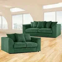 5-Seater Sofa Set with Scatter Back - Green, Jumbo Cord
