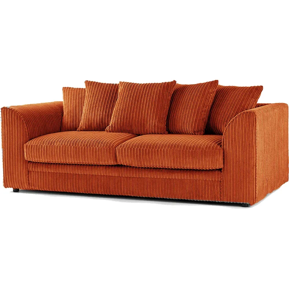 5-Seater Sofa Set with Scatter Back - Orange, Jumbo Cord
