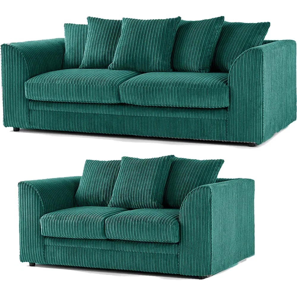 5-Seater Sofa Set with Scatter Back - Teal, Jumbo Cord
