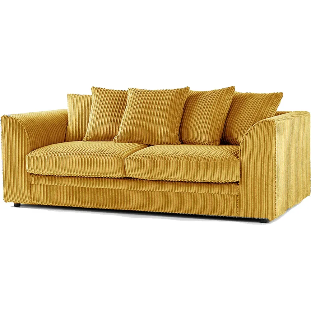 5-Seater Sofa Set with Scatter Back - Yellow, Jumbo Cord