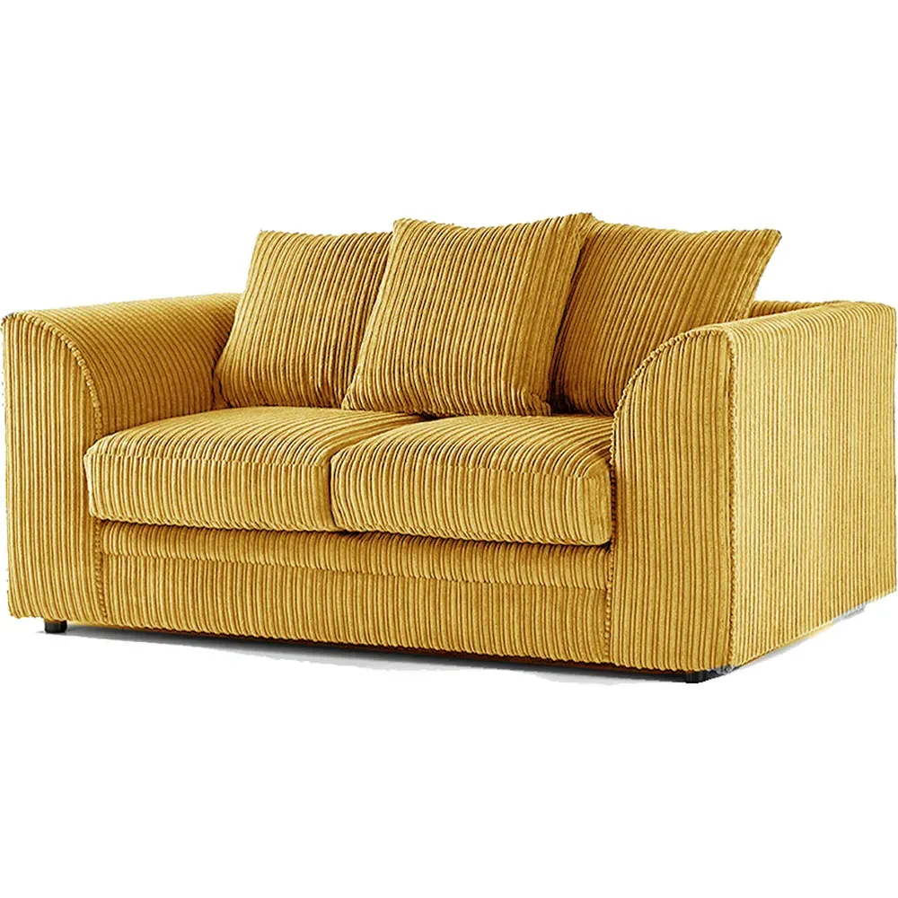 5-Seater Sofa Set with Scatter Back - Yellow, Jumbo Cord