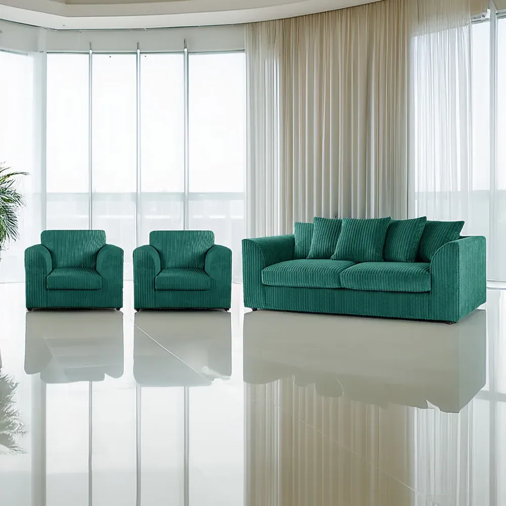 5-Seater Sofa Suite with Scatter Back - Teal, Jumbo Cord
