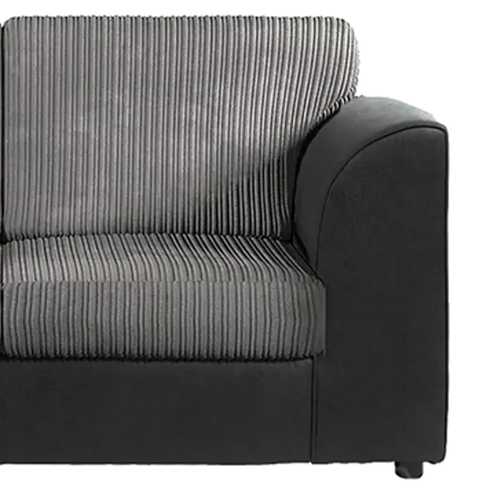 6-Seater Full Back Sofa Suite - Black and Grey, Jumbo Cord