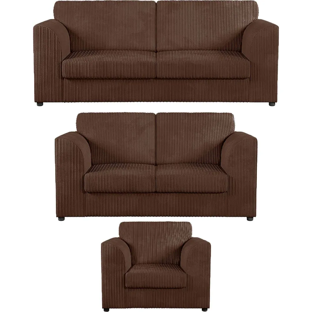 6-Seater Full Back Sofa Suite - Chocolate, Jumbo Cord
