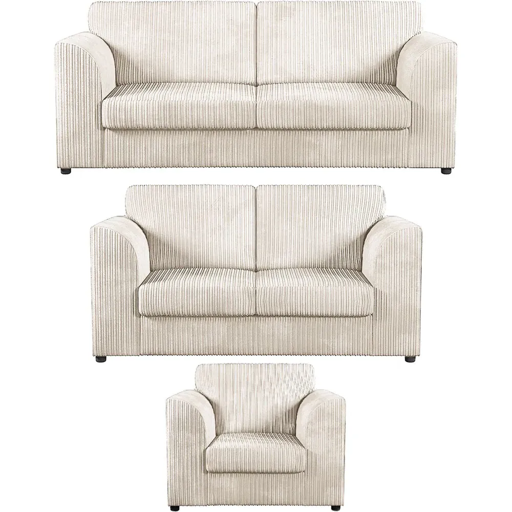 6-Seater Full Back Sofa Suite - Cream, Jumbo Cord