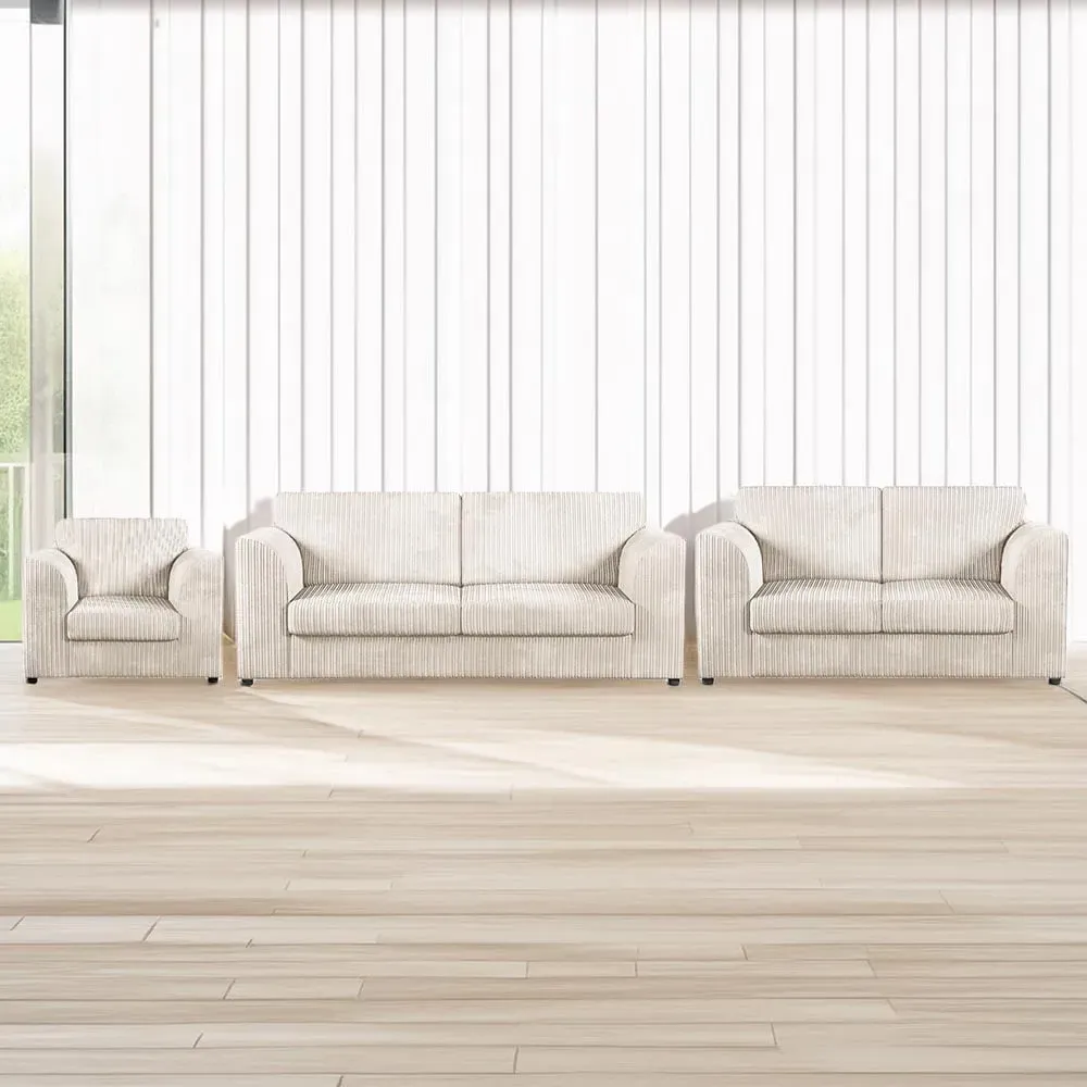 6-Seater Full Back Sofa Suite - Cream, Jumbo Cord image