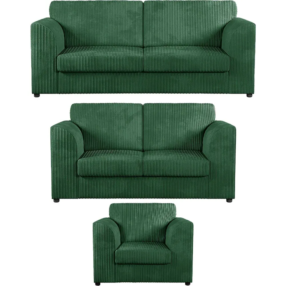 6-Seater Full Back Sofa Suite - Green, Jumbo Cord