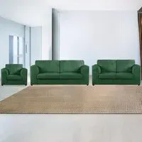 6-Seater Full Back Sofa Suite - Green, Jumbo Cord