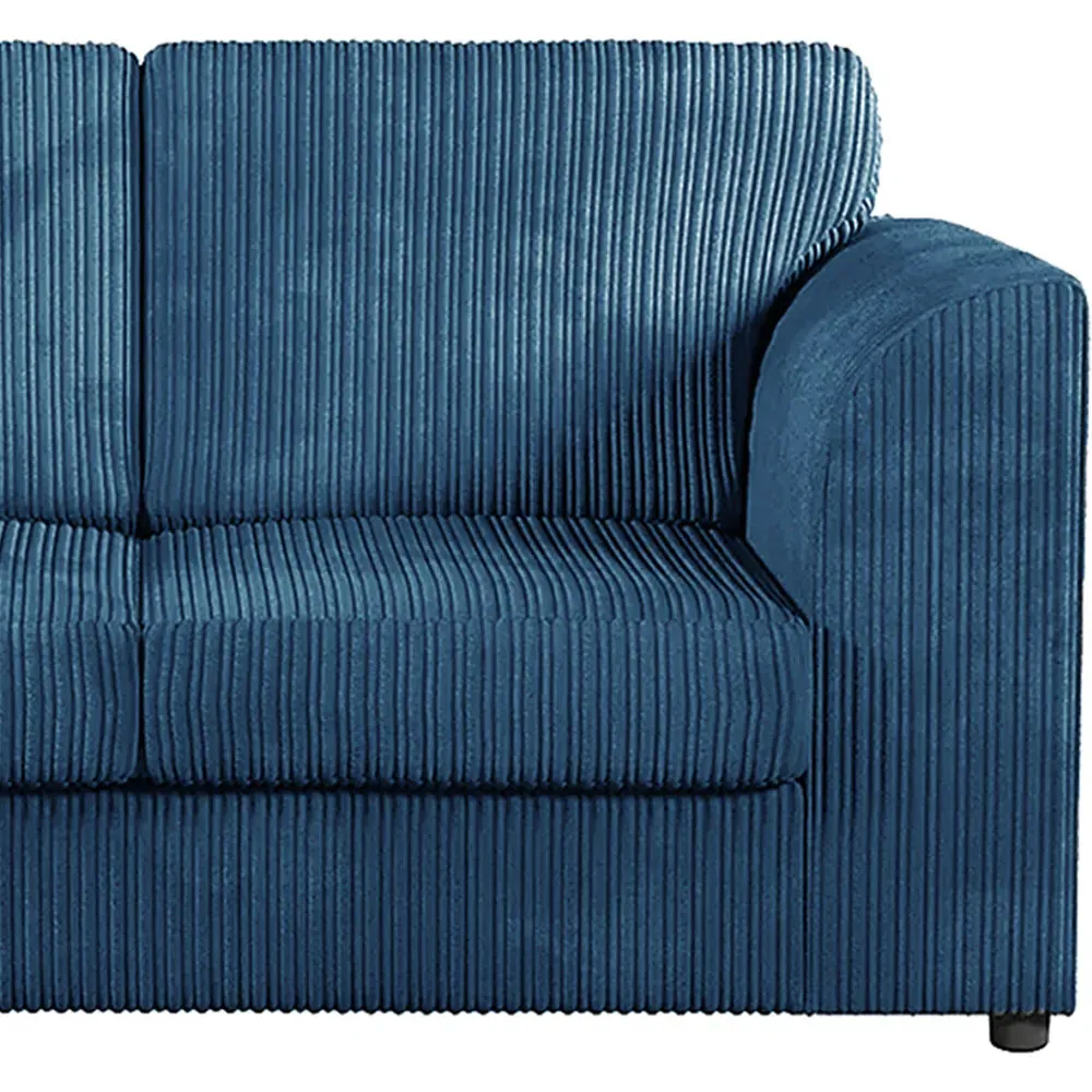 6-Seater Full Back Sofa Suite - Marine Blue, Jumbo Cord