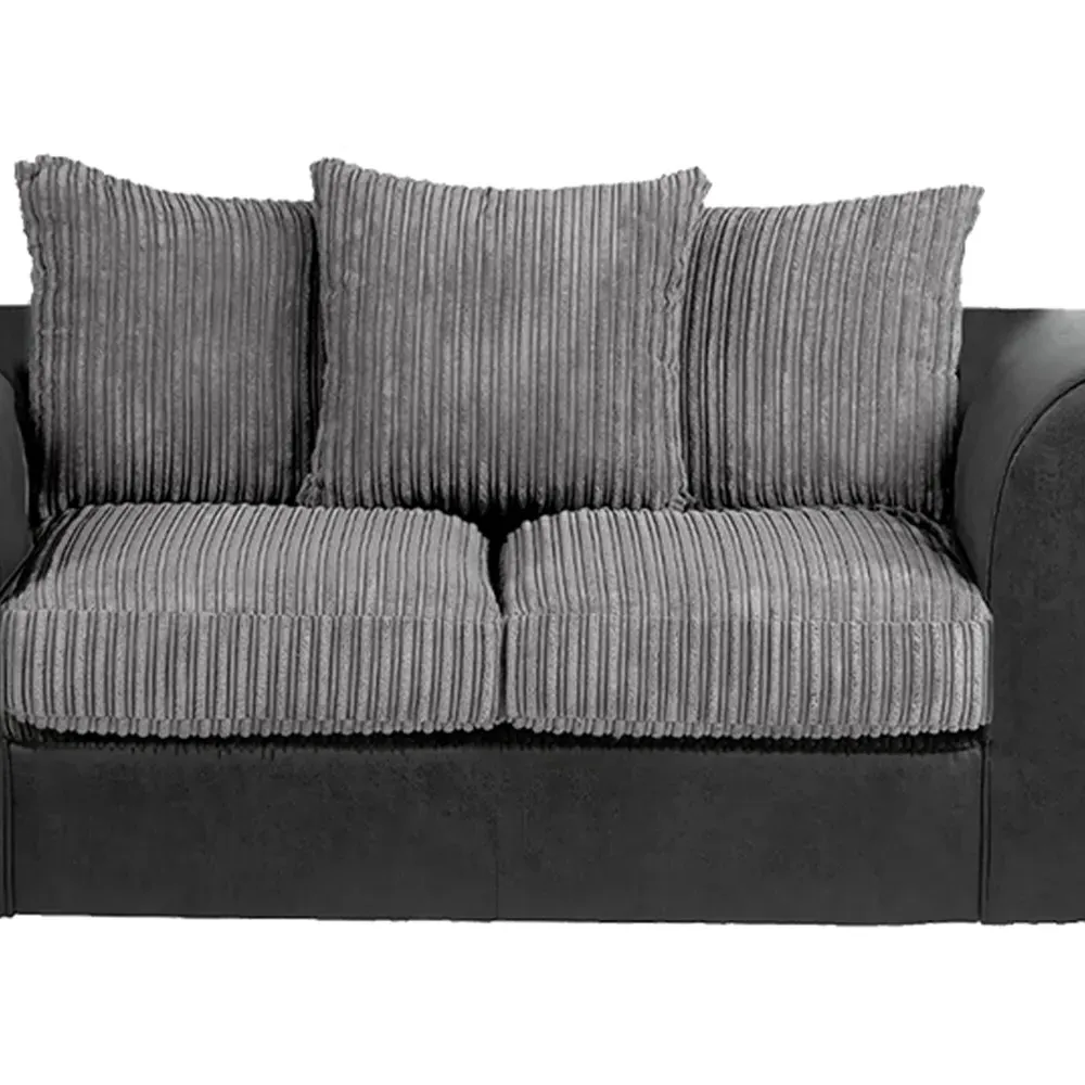 6-Seater Scatter Back Sofa Suite - Black and Grey, Jumbo Cord