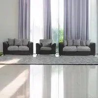 6-Seater Scatter Back Sofa Suite - Black and Grey, Jumbo Cord