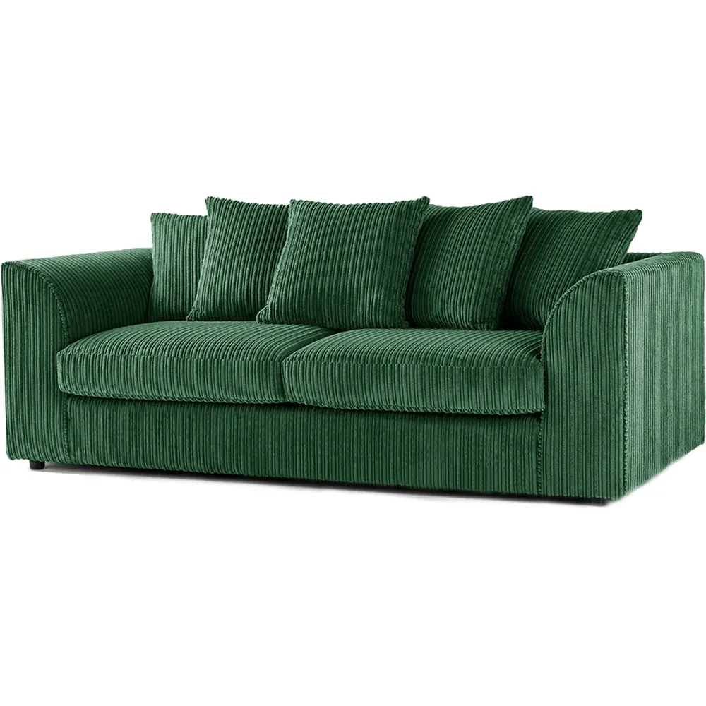 6-Seater Scatter Back Sofa Suite - Green, Jumbo Cord