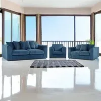 6-Seater Scatter Back Sofa Suite - Marine Blue, Jumbo Cord