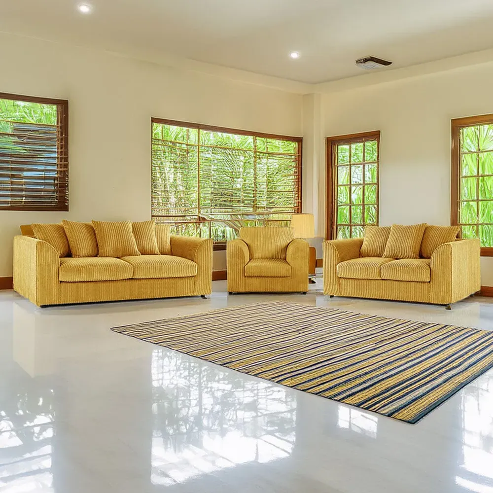 6-Seater Scatter Back Sofa Suite - Mustard, Jumbo Cord