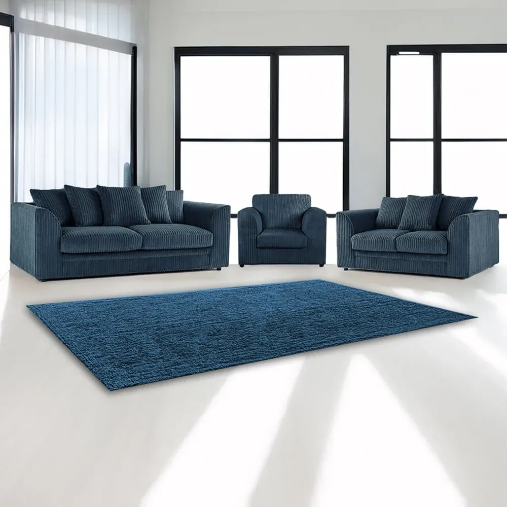 6-Seater Scatter Back Sofa Suite - Navy Blue, Jumbo Cord