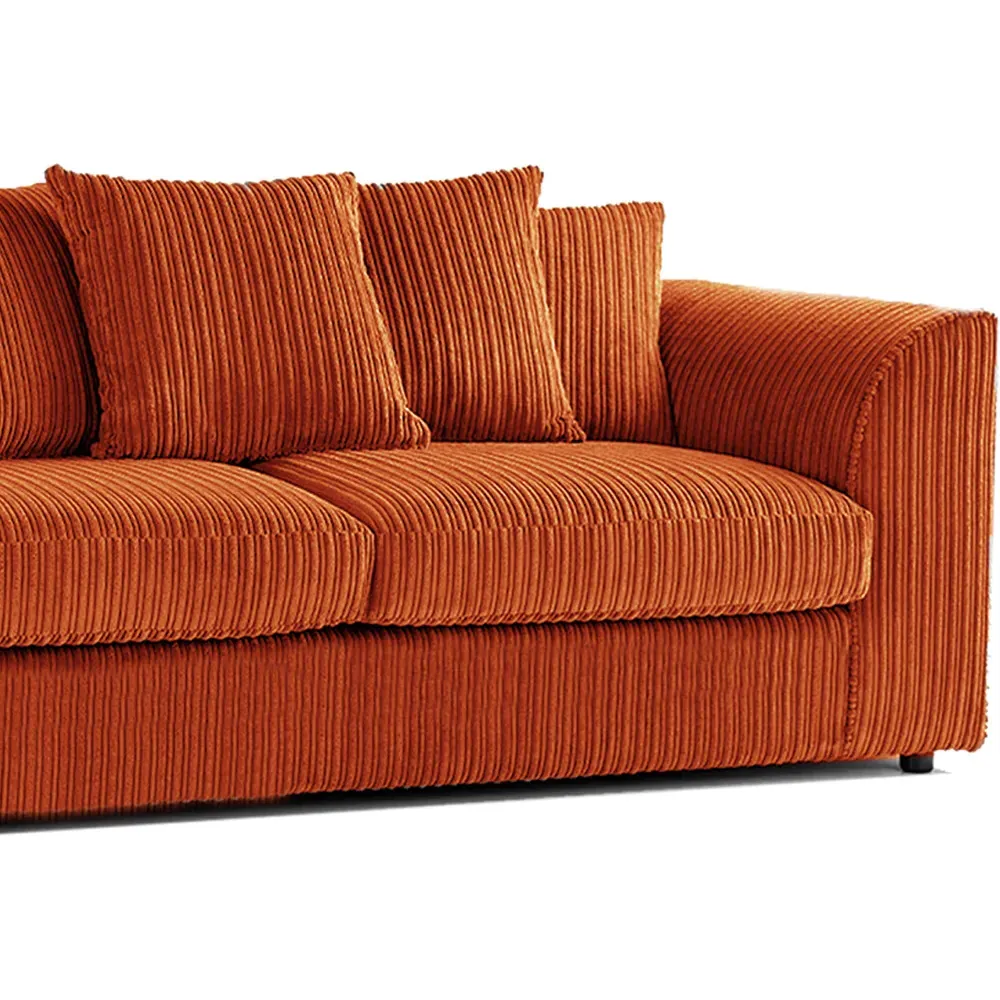 6-Seater Scatter Back Sofa Suite - Orange, Jumbo Cord