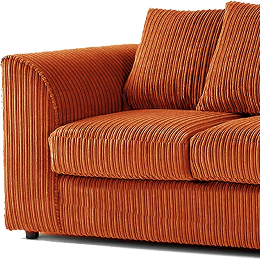 6-Seater Scatter Back Sofa Suite - Orange, Jumbo Cord