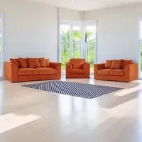 6-Seater Scatter Back Sofa Suite - Orange, Jumbo Cord