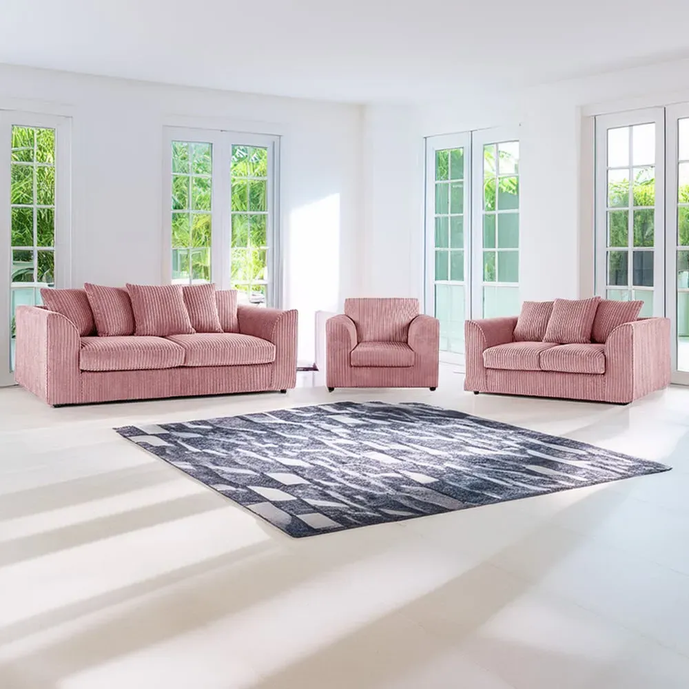 6-Seater Scatter Back Sofa Suite - Pink, Jumbo Cord