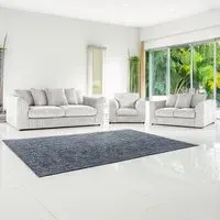 6-Seater Scatter Back Sofa Suite - Silver, Jumbo Cord