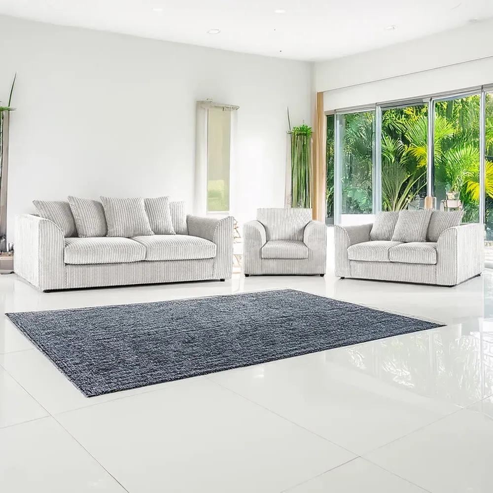 6-Seater Scatter Back Sofa Suite - Silver, Jumbo Cord