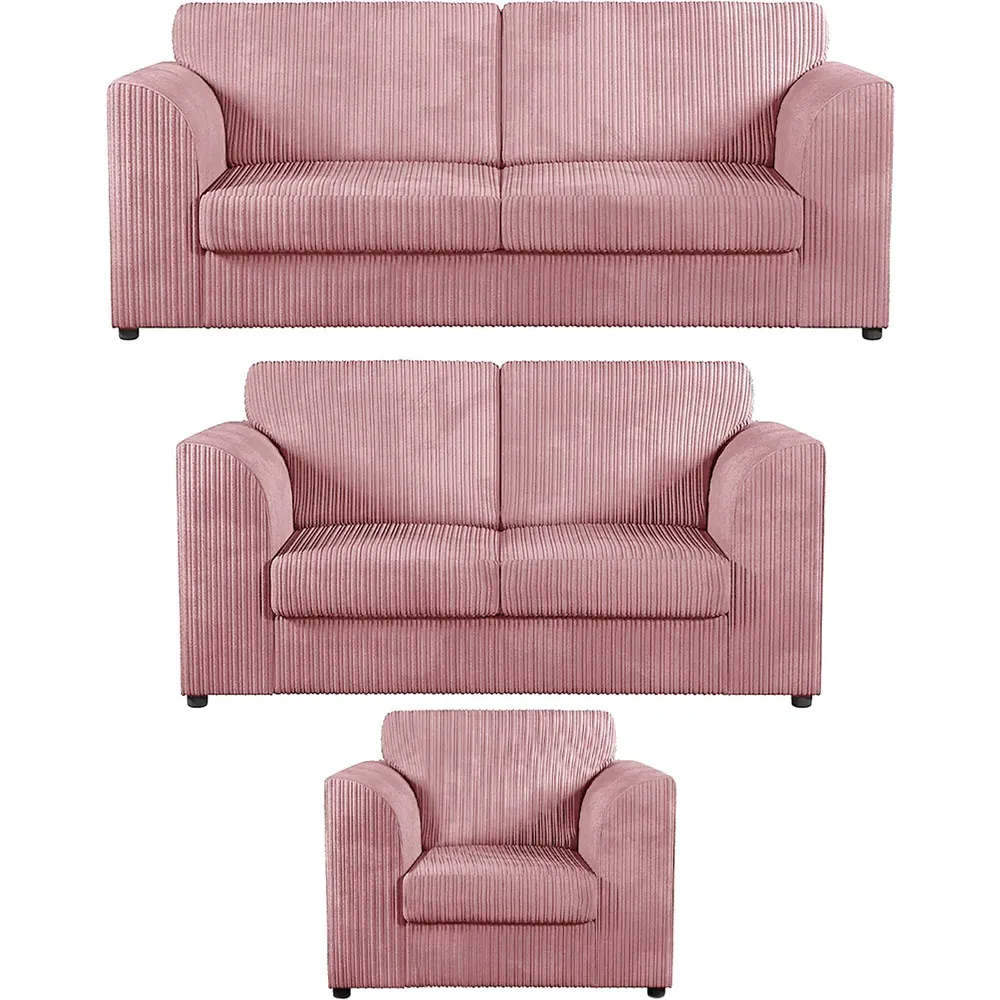 6-Seater Sofa Suite Full Back - Pink, Jumbo Cord