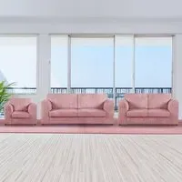 6-Seater Sofa Suite Full Back - Pink, Jumbo Cord