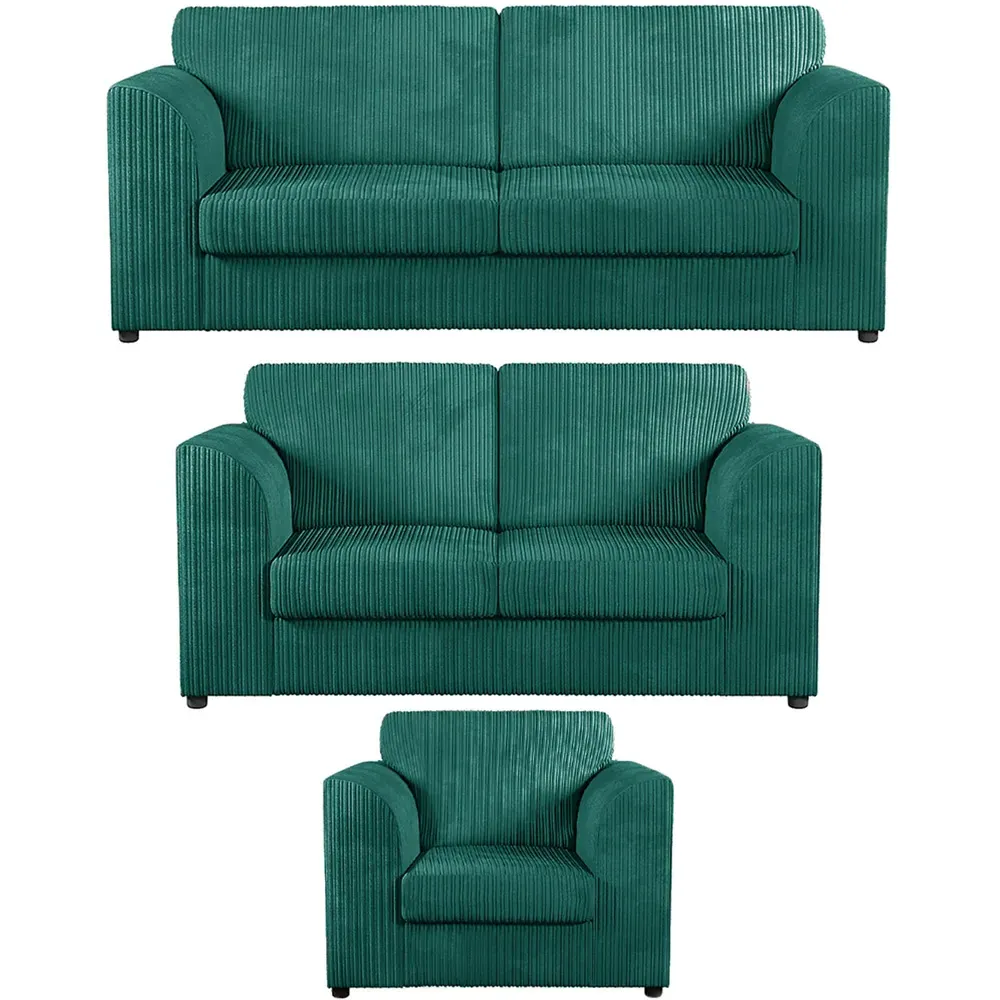 6-Seater Sofa Suite with Full Back - Teal, Jumbo Cord