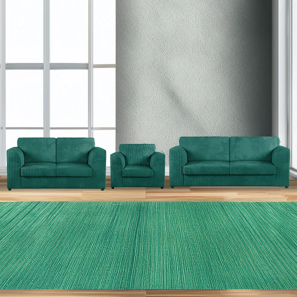 6-Seater Sofa Suite with Full Back - Teal, Jumbo Cord