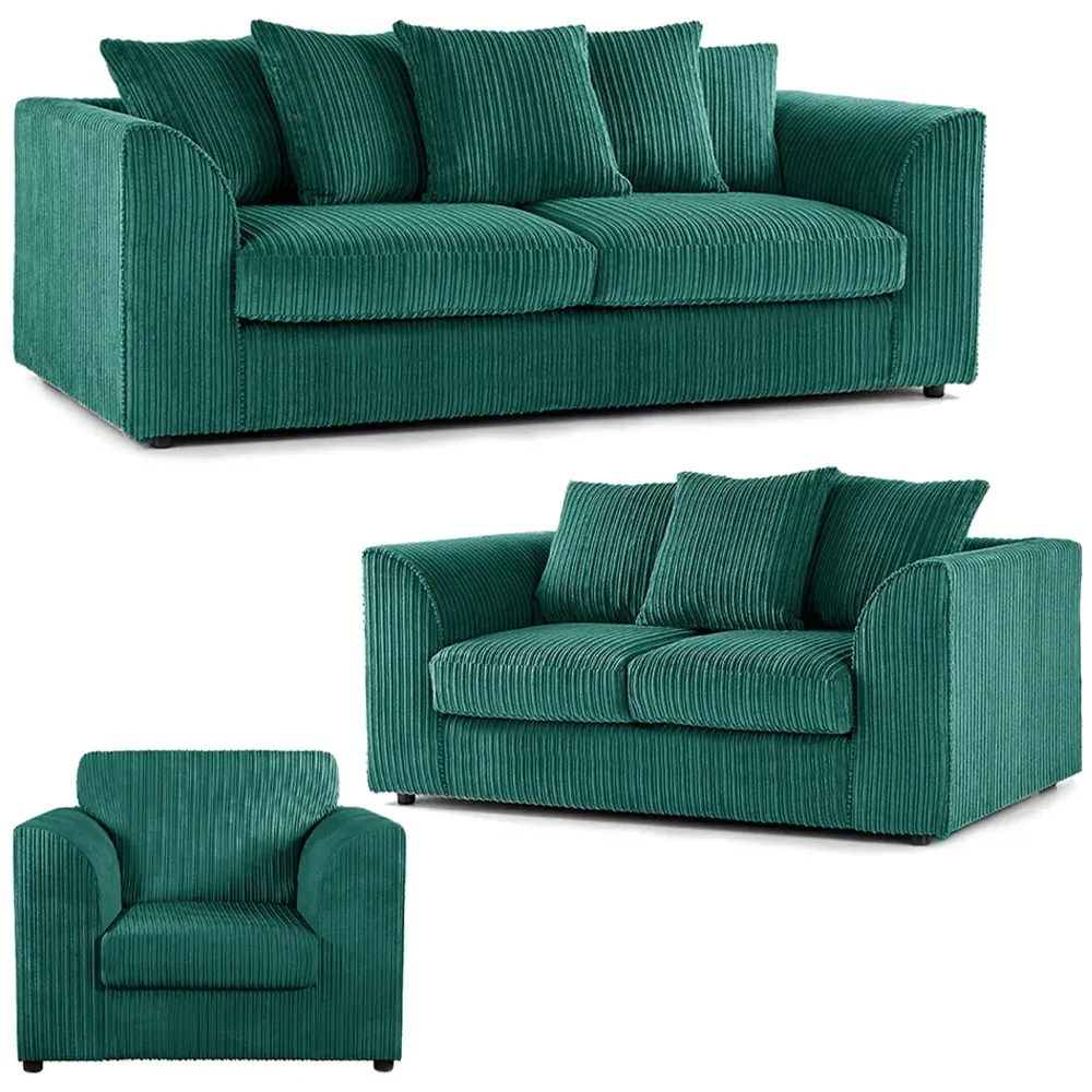 6-Seater Sofa Suite with Scatter Back - Teal, Jumbo Cord