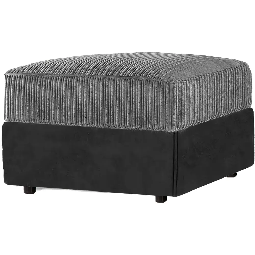 Jumbo Cord Footstool - Black and Grey