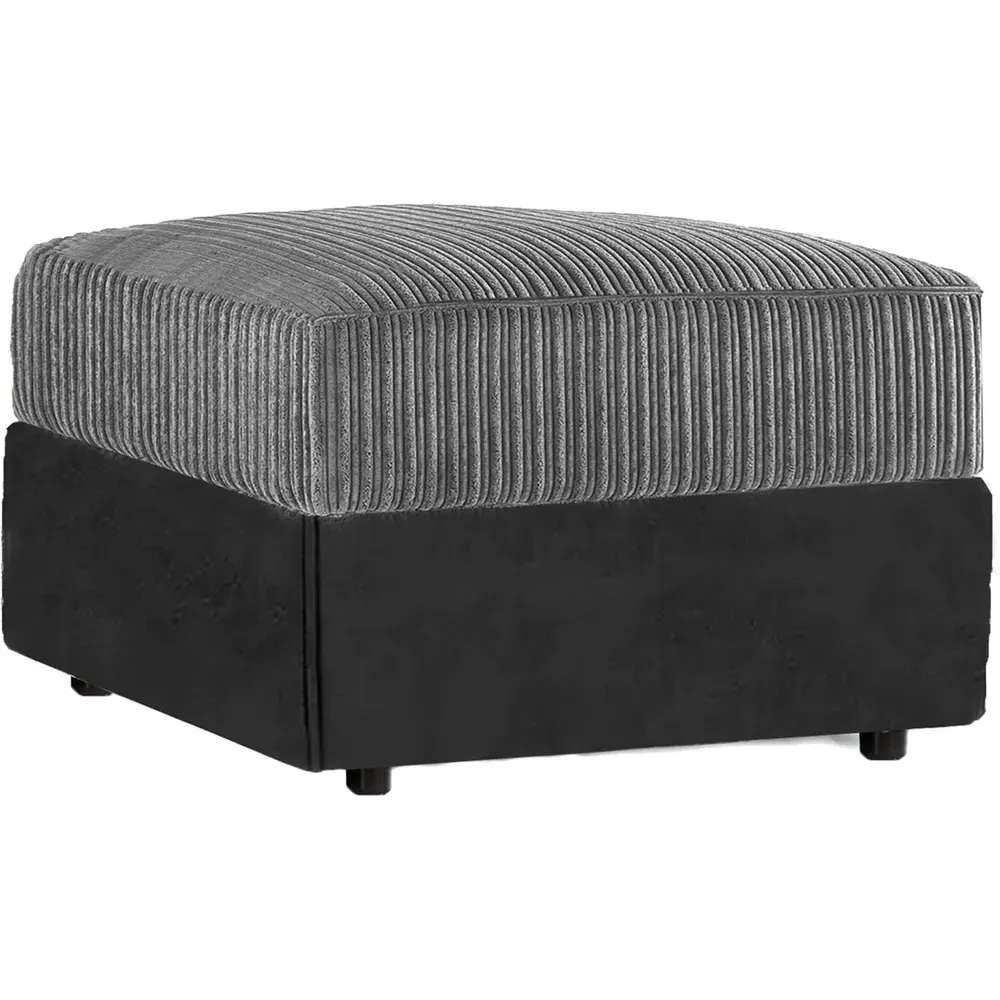 Jumbo Cord Footstool - Black and Grey