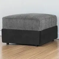 Jumbo Cord Footstool - Black and Grey