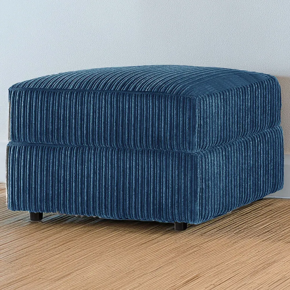 Jumbo Cord Footstool - Marine Blue