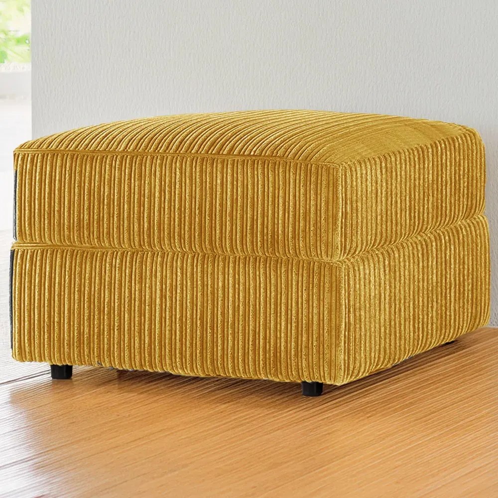 Jumbo Cord Footstool - Mustard