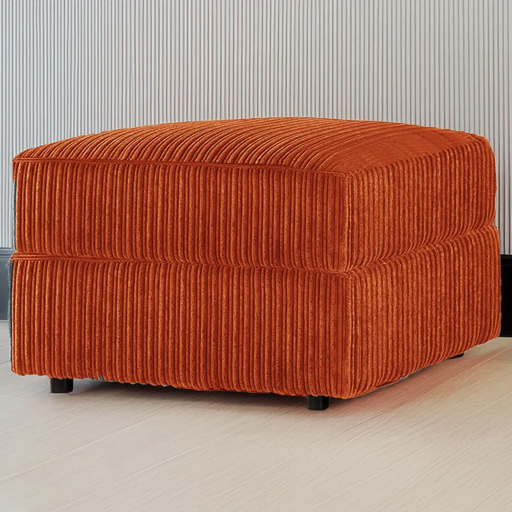 Jumbo Cord Footstool - Orange