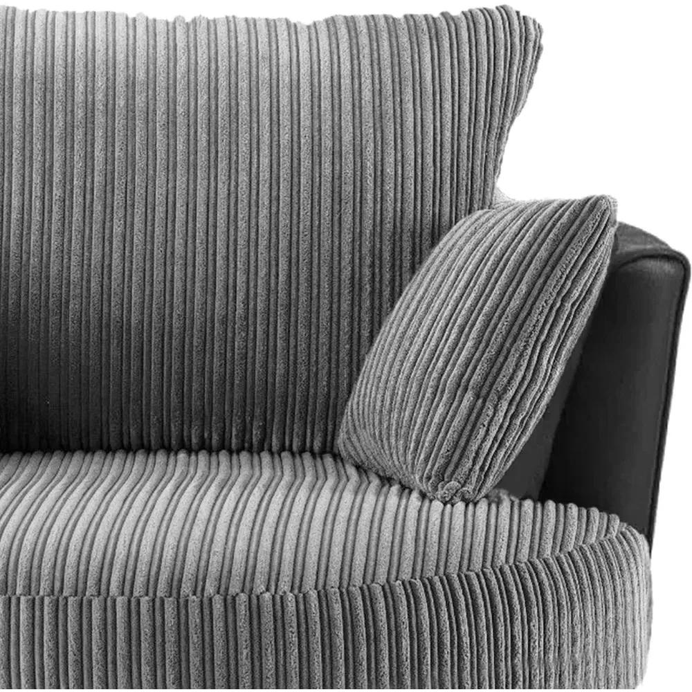 Jumbo Cord Swivel Chair - Black and Grey