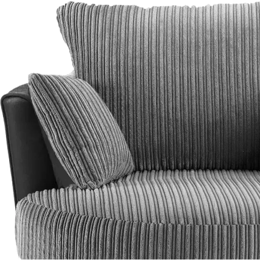 Jumbo Cord Swivel Chair - Black and Grey