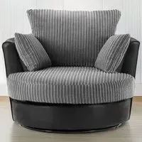 Jumbo Cord Swivel Chair - Black and Grey