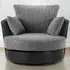 Jumbo Cord Swivel Chair - Black and Grey