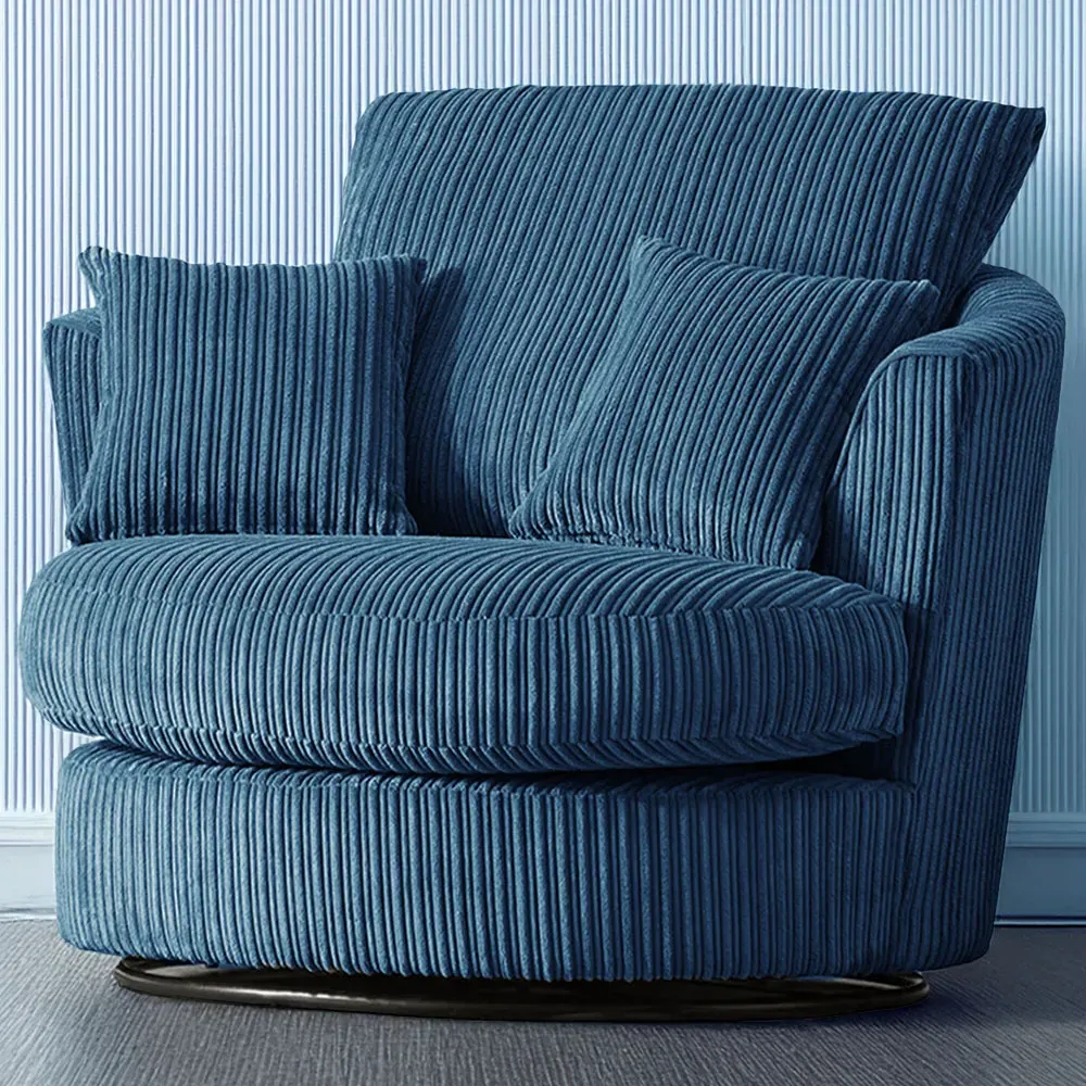 Jumbo Cord Swivel Chair - Marine Blue